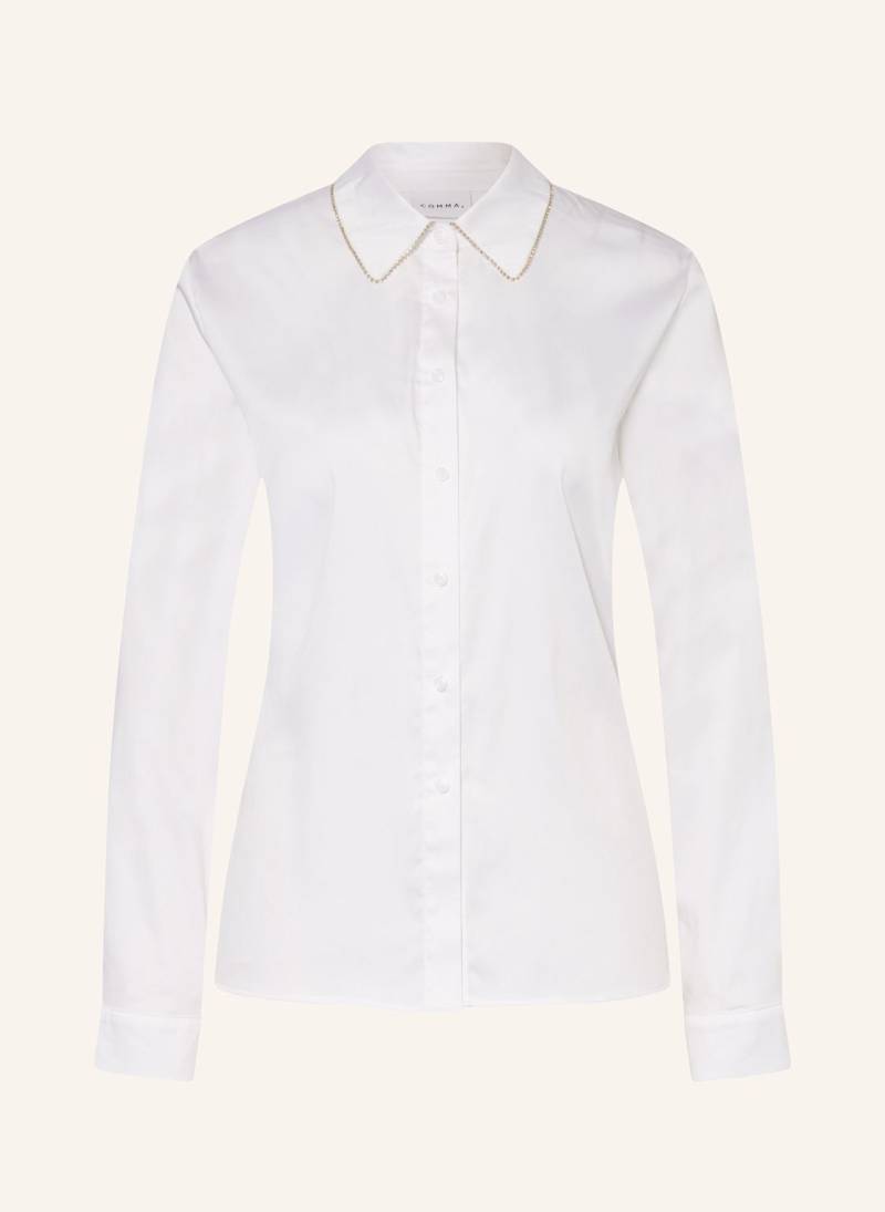 Comma Hemdbluse Mit Schmucksteinen weiss von comma