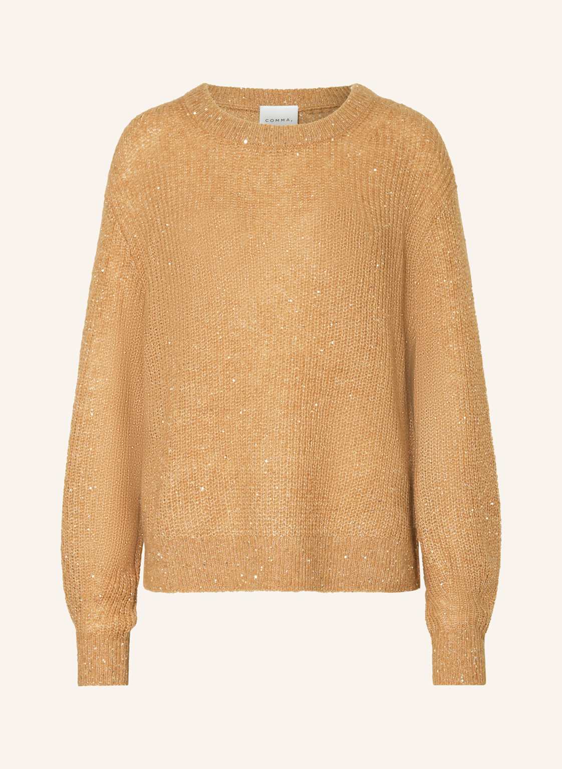 Comma Pullover Mit Pailletten braun von comma