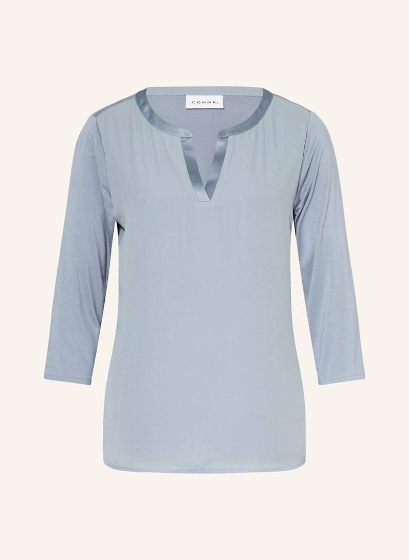 Comma Shirt Im Materialmix Mit 3/4-Arm blau von comma