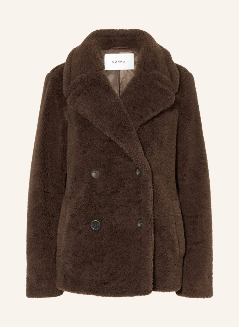 Comma Teddyfell-Jacke braun von comma
