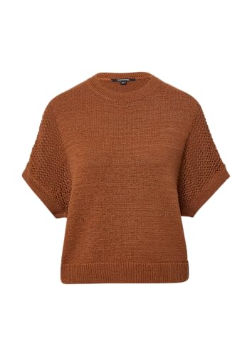 Kurzarm-Pullover im Loose Fit aus Ajourstrick Zimt XL von comma