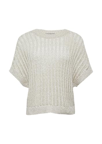 Loose-Fit-Strickpullover mit Pailletten und kurzen Ärmeln helles beige L von comma