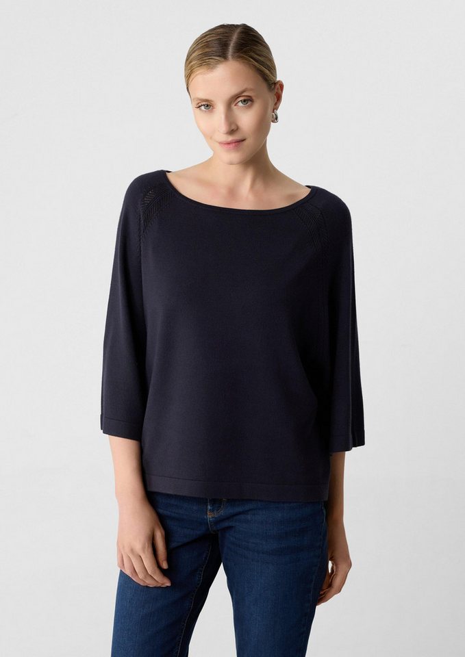 comma 3/4 Arm-Pullover Strickpullover Oversized Pullover aus Feinstrick mit Lochmuster von comma