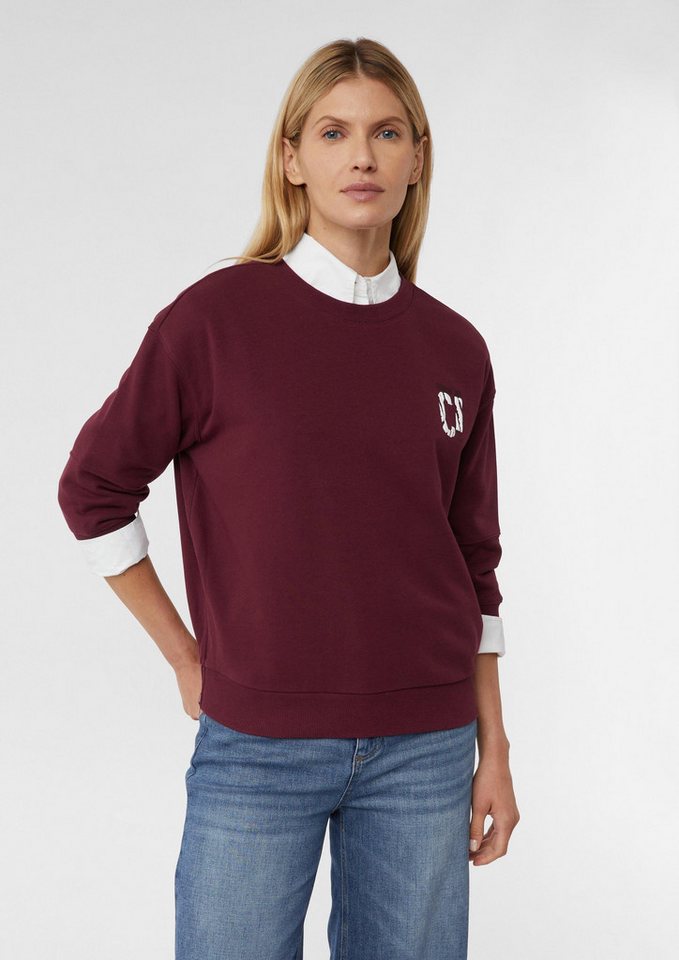 comma 3/4 Arm-Pullover Sweatshirt Sweater mit Artwork und seitlichen Reißverschlüssen von comma