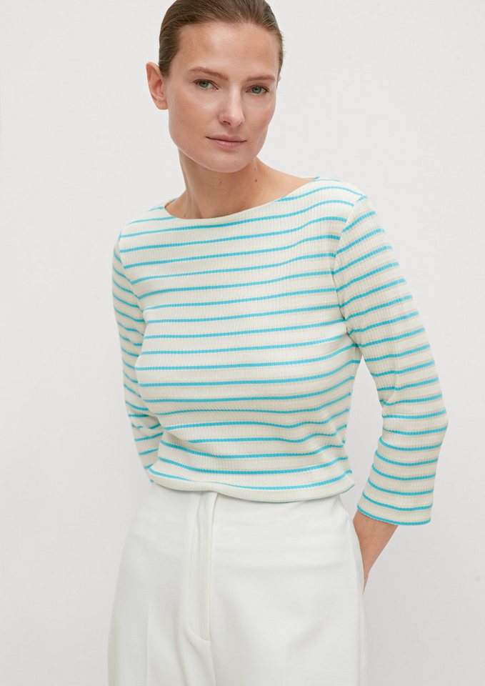 comma 3/4-Arm-Shirt T-Shirt Rippshirt aus Viskosemix von comma