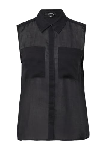comma Ärmellose Ramie-Bluse mit aufgesetzten Taschen schwarz 40 von comma