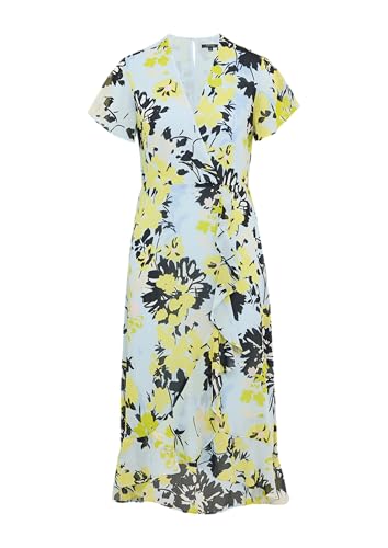 comma Antailliertes Midikleid mit Volants und All-Over-Print hellblau 42 von comma