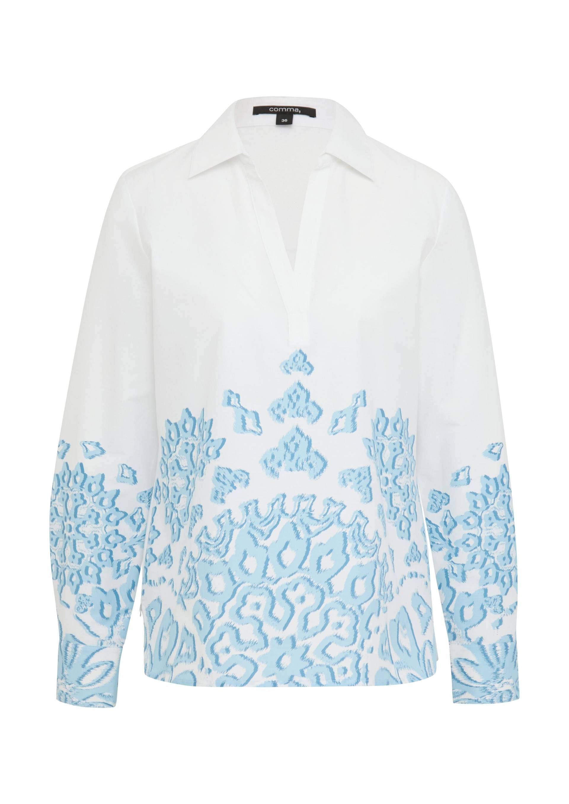 comma - Bluse blau|weiß - Gr. - 38 von comma