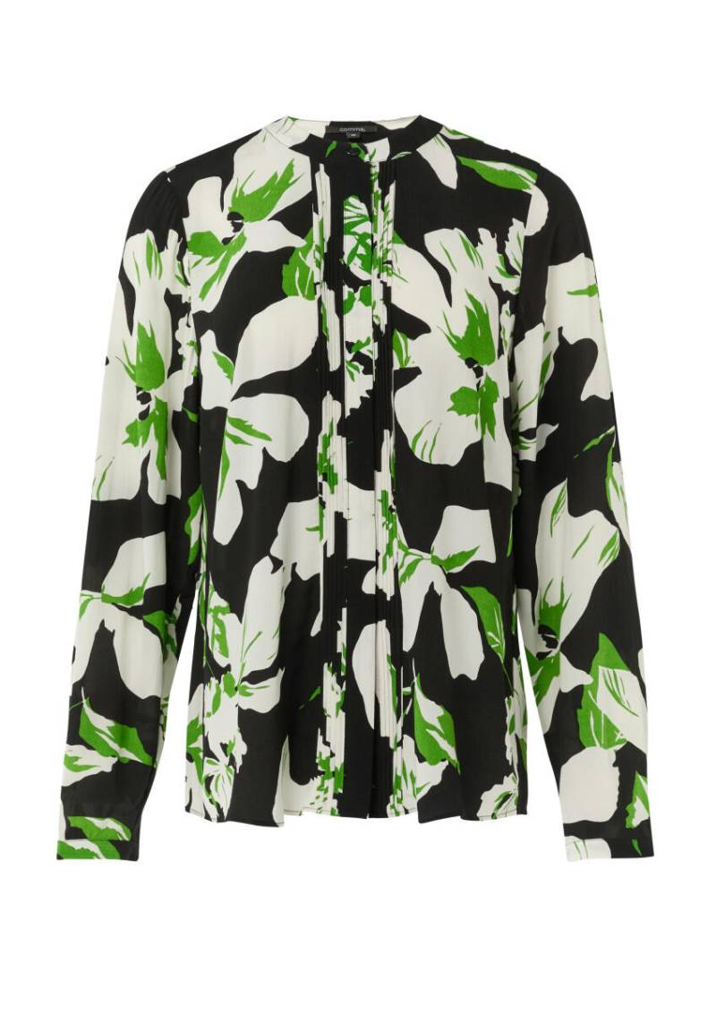 comma - Bluse mit verdeckter Knopfleiste grün/schwarz - Gr. - 42 von comma