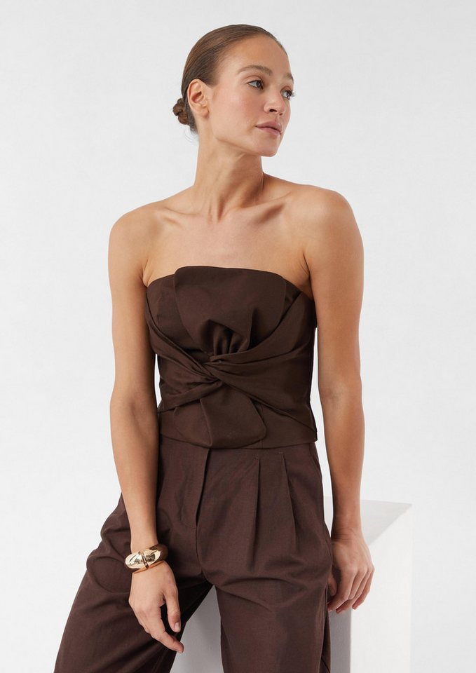 comma Blusentop Bluse Festives Corsagen-Top mit Smok-Detail, comma x Füsun Lindner von comma