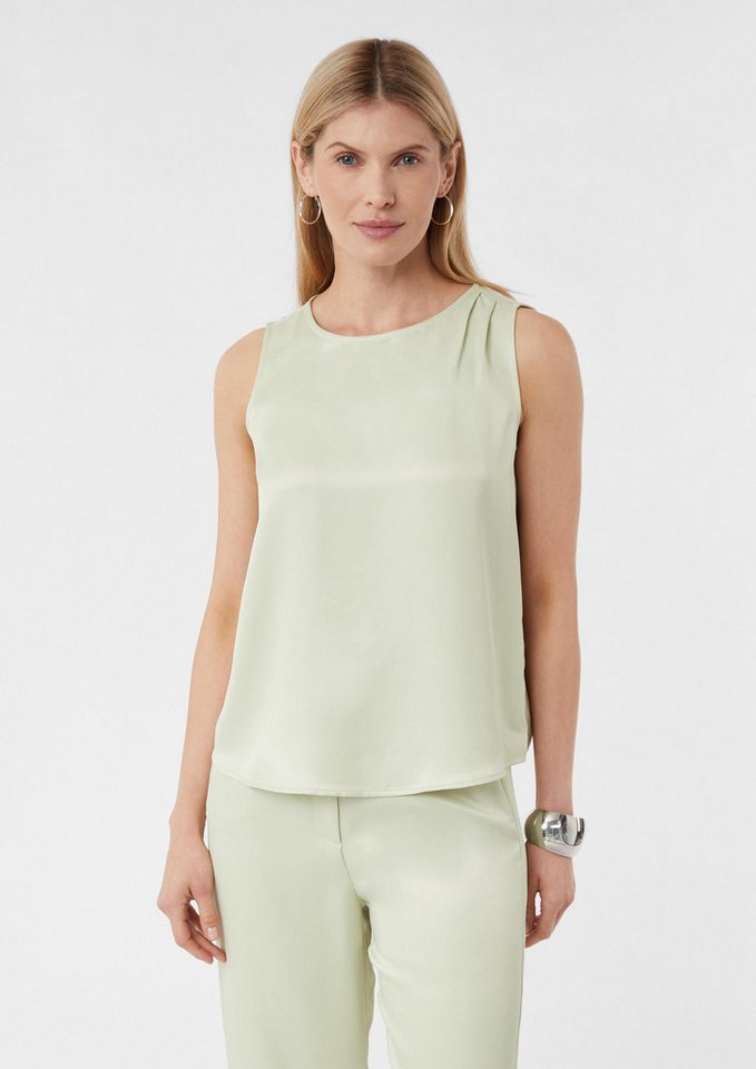 comma Blusentop Bluse Ärmellose Bluse aus Viskosesatin von comma