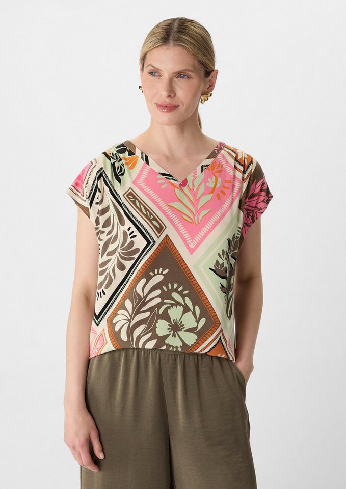 comma Blusentop Bluse Ärmellose Visikose-Bluse mit All-over-Print (1-tlg) von comma