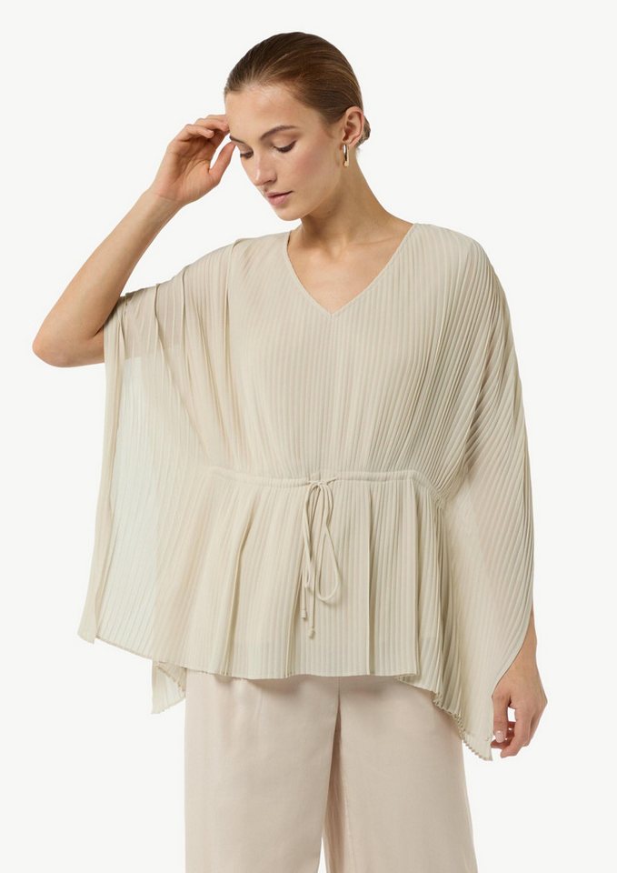 comma Blusentop Bluse Plissee-Tunika mit V-Ausschnitt von comma
