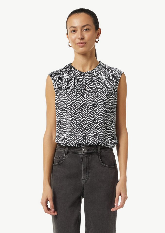 comma Blusentop Bluse Satin-Bluse mit Raffung von comma