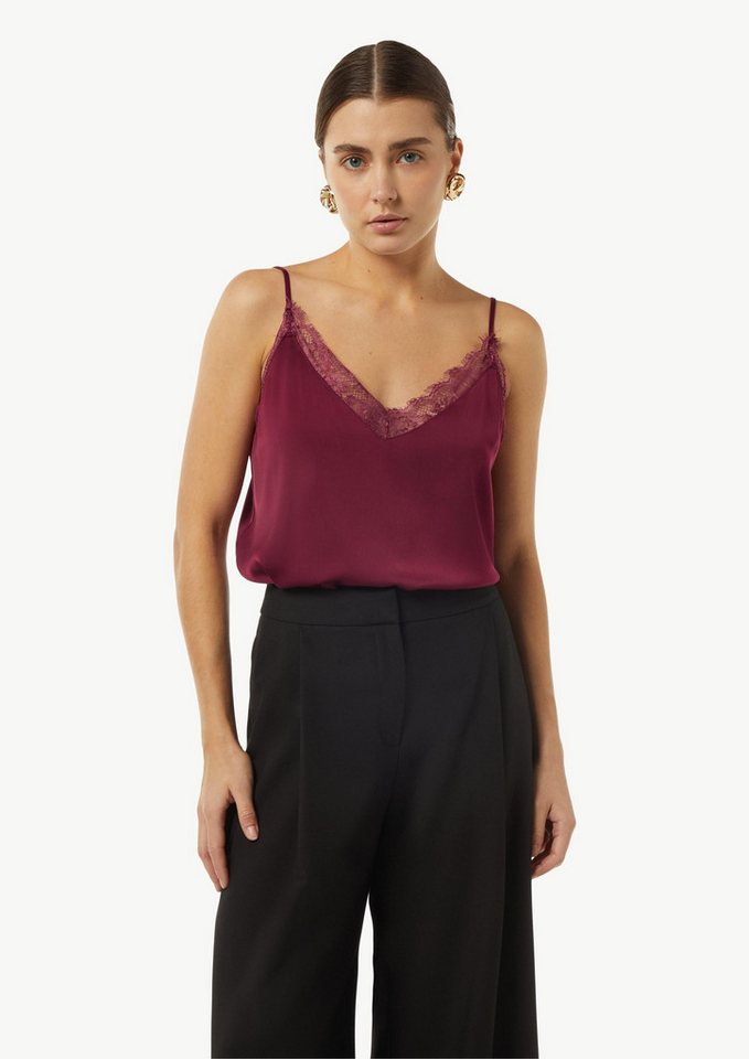 comma Blusentop Bluse Satin-Top mit Spitze und verstellbaren Trägern von comma