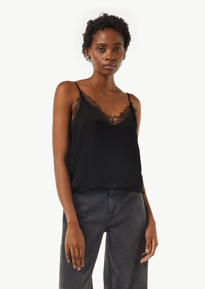 comma Blusentop Bluse Satin-Top mit Spitze und verstellbaren Trägern von comma
