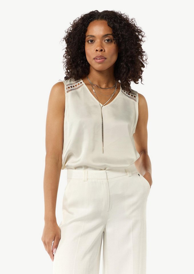 comma Blusentop Bluse Satin-Top mit Spitzendetails von comma