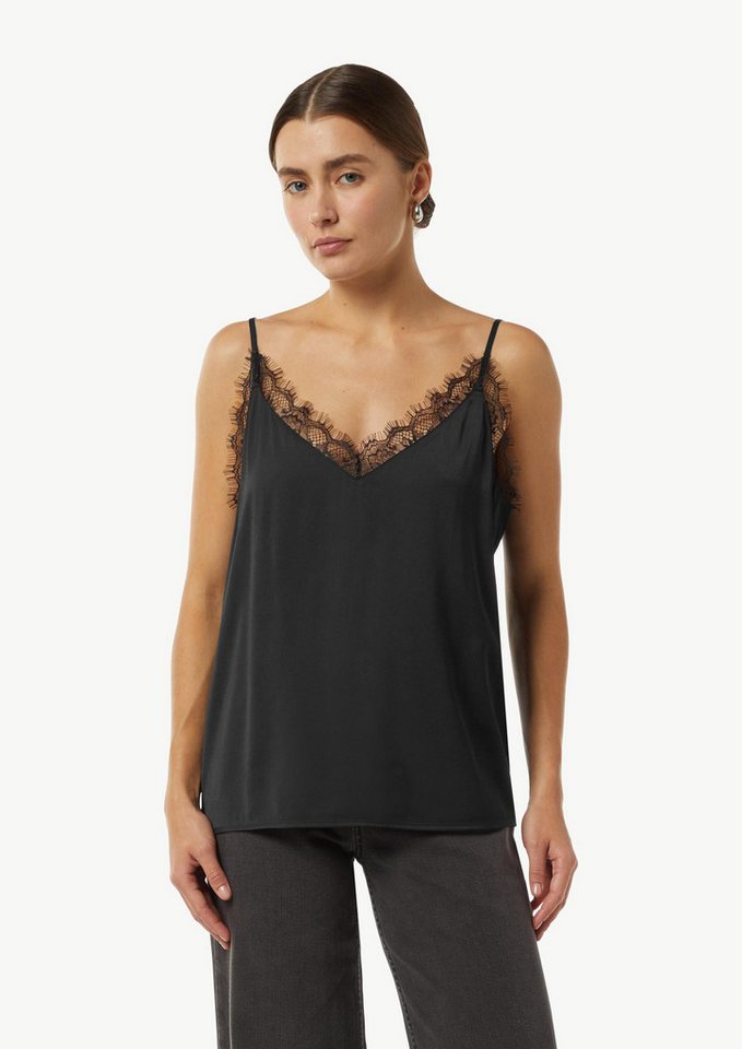 comma Blusentop Bluse Satintop mit Spitzen-Details und verstellbaren Trägern von comma
