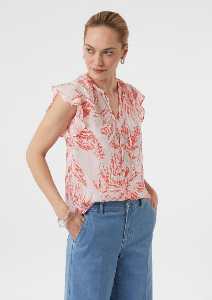 comma Blusentop Bluse Strukturierte Bluse mit Volantärmeln von comma