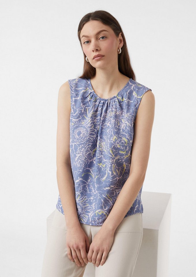 comma Blusentop Bluse Strukturiertes Blusentop mit Raffung von comma
