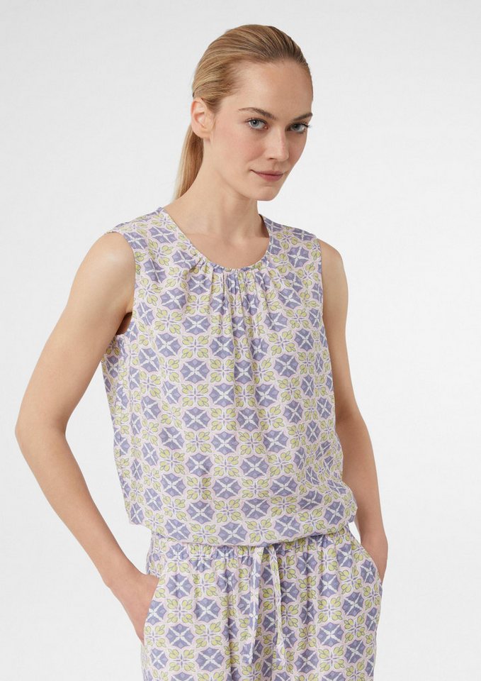 comma Blusentop Bluse Strukturiertes Blusentop mit Raffung von comma