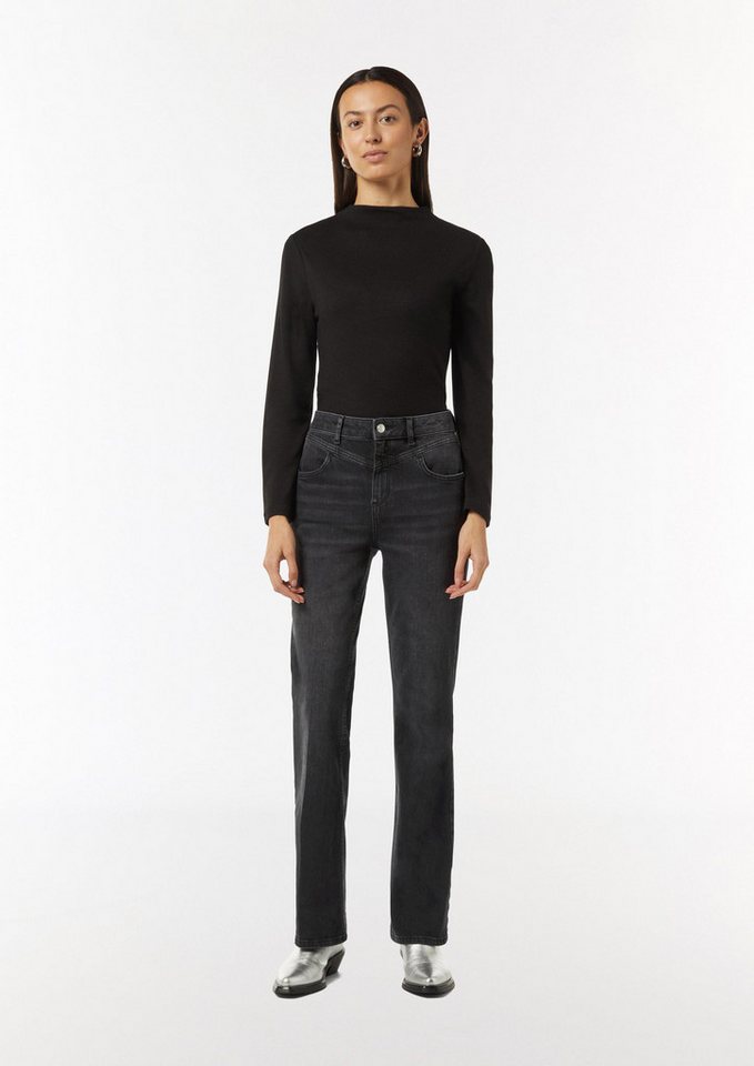 comma Bootcut-Jeans Jeans-Hose Jeans mit Flared Leg und Schmuck-Detail (1-tlg) von comma