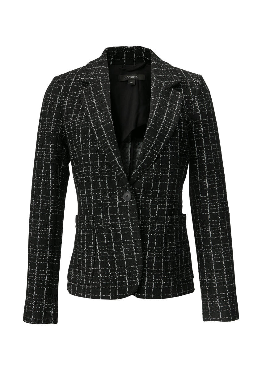 comma - Bouclé-Blazer in karierter Musterung schwarz - Gr. - 42 von comma