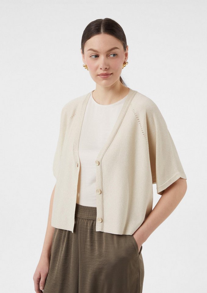 comma Cardigan Strickjacke Schimmernder Feinstrick-Cardigan mit Fledermausärmeln von comma