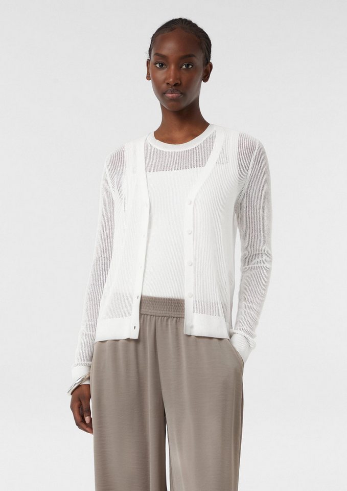 comma Cardigan Strickjacke Feinstrick-Cardigan im Slim Fit mit V-Ausschnitt von comma