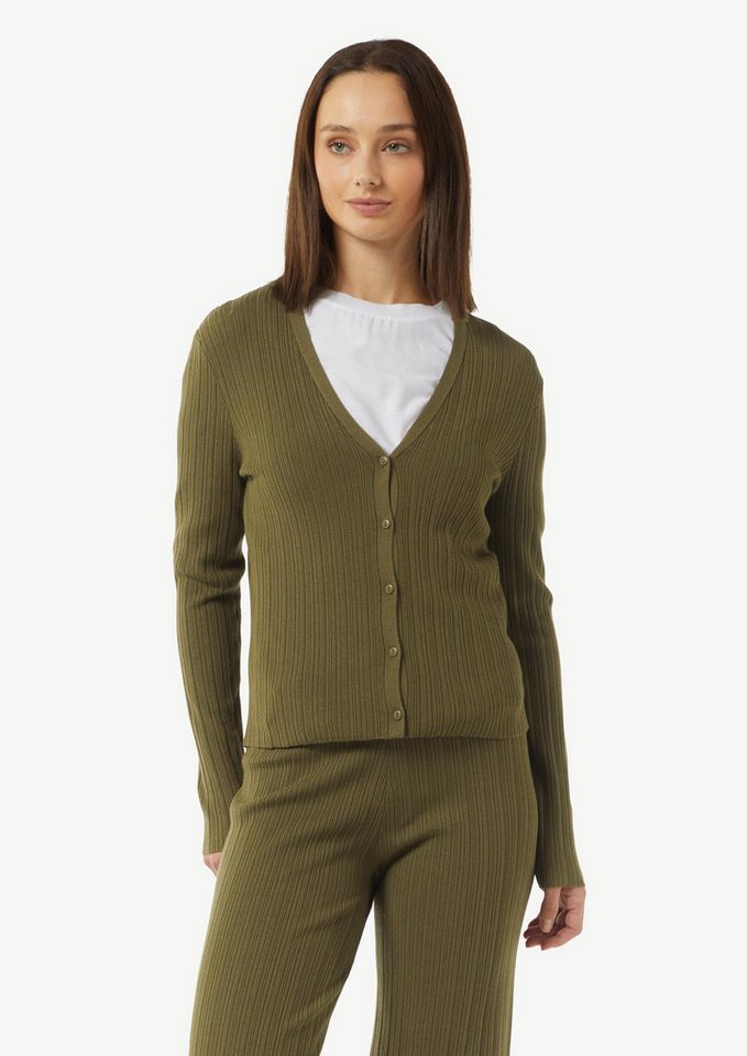 comma Cardigan Strickjacke Gerippte Strickjacke im Slim Fit von comma