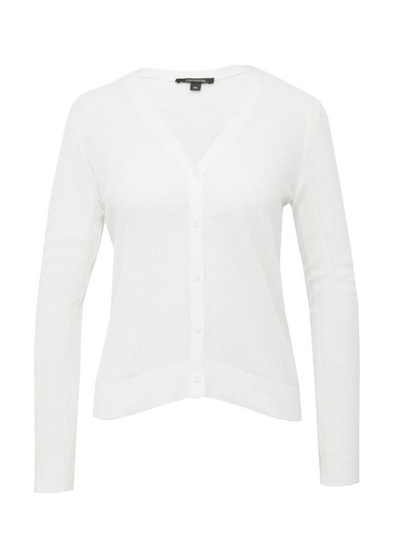 comma - Cardigan aus Feinstrick mit V-Ausschnitt weiß - Gr. - 42 von comma