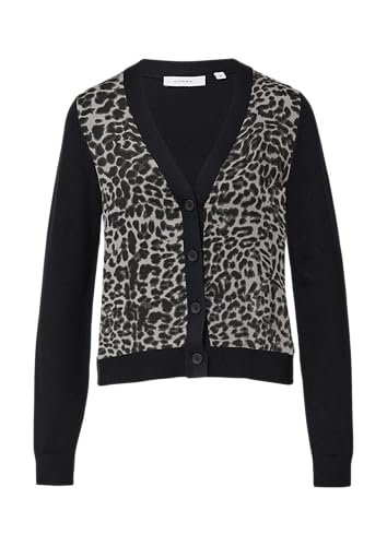comma Cardigan im Materialmix mit Leo-Print schwarz 42 von Comma