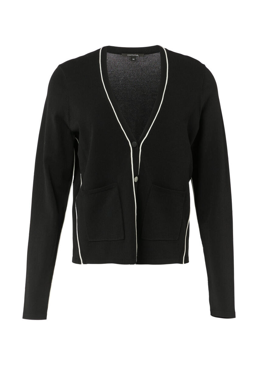 comma - Cardigan mit aufgesetzten Taschen schwarz - Gr. - 36 von comma