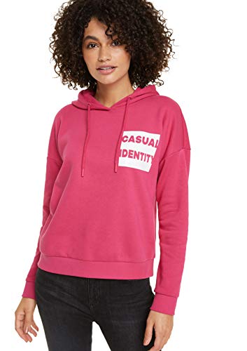 comma Casual Identity Damen Felpa-Hoodie mit stylischem Label-Print pink 42 von comma