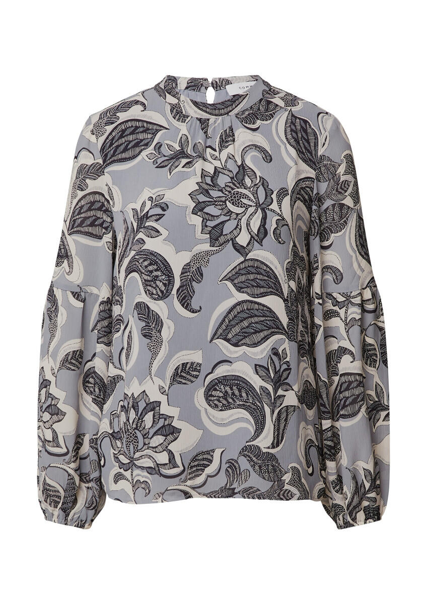 comma - Chiffonbluse mit Rundhalsausschnitt blau - Gr. - 38 von comma