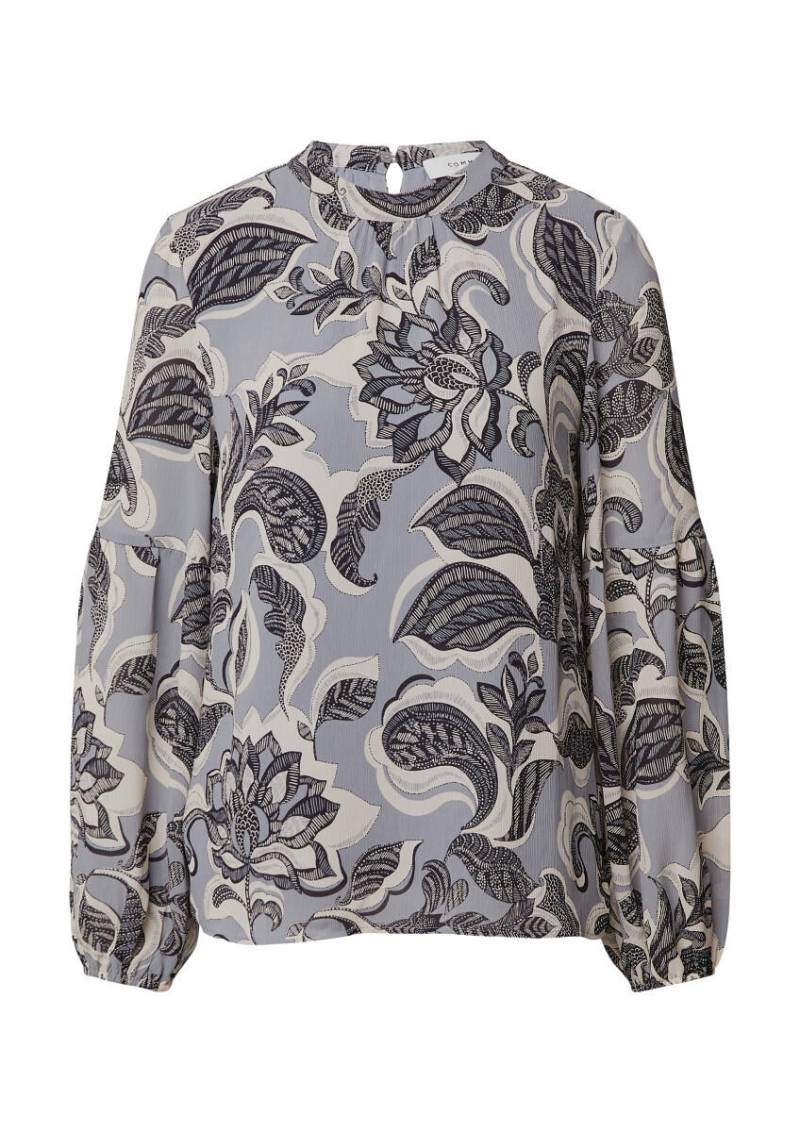 comma - Chiffonbluse mit Rundhalsausschnitt blau - Gr. - 38 von comma