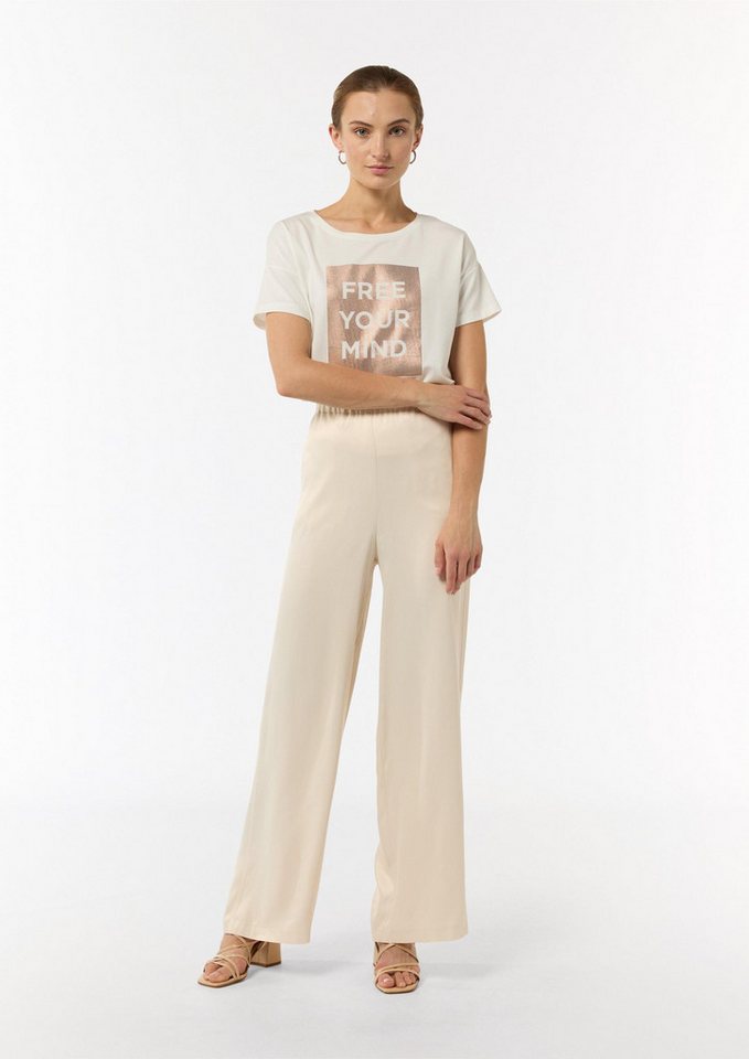 comma Chinos Hose Fließende Satin-Hose mit weitem Bein und elastischem Bund von comma