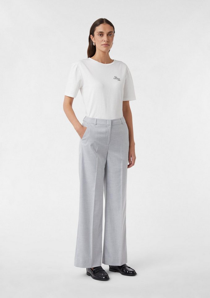 comma Chinos Hose Melierte Marlenehose mit Bügelfalten von comma