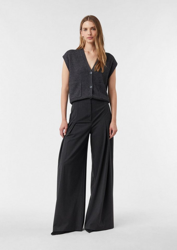 comma Chinos Hose Fließende Wide-Leg-Hose mit Bundfalten von comma