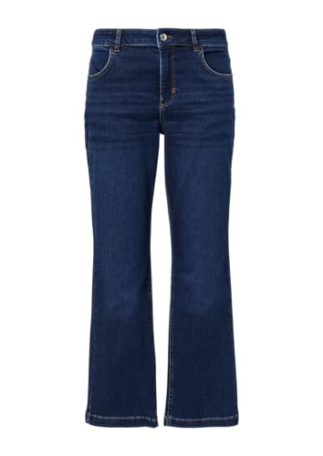 Cropped Jeans mit Flared Leg und Waschung dunkelblau 36 von comma