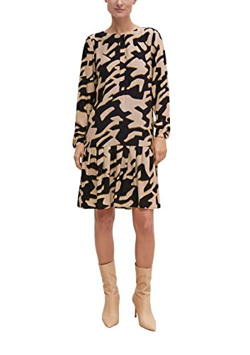 Comma Damen 60.2.61.20.200.2126406 Kleid, 99A5 beige|schwarz, 44 von Comma
