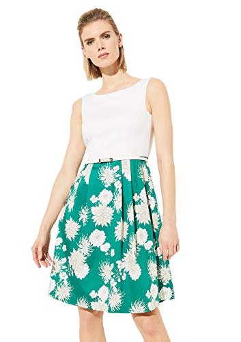 comma Damen Kleid, Grün (76v8 Grün Flower) von comma