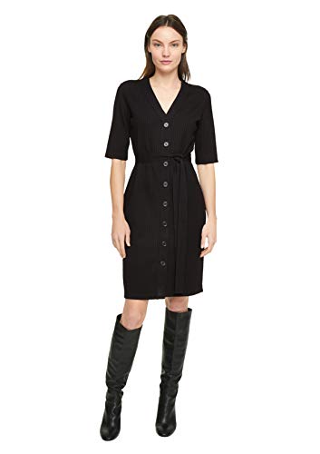 comma Damen Tailliertes Kleid in Ripp-Optik black 40 von comma