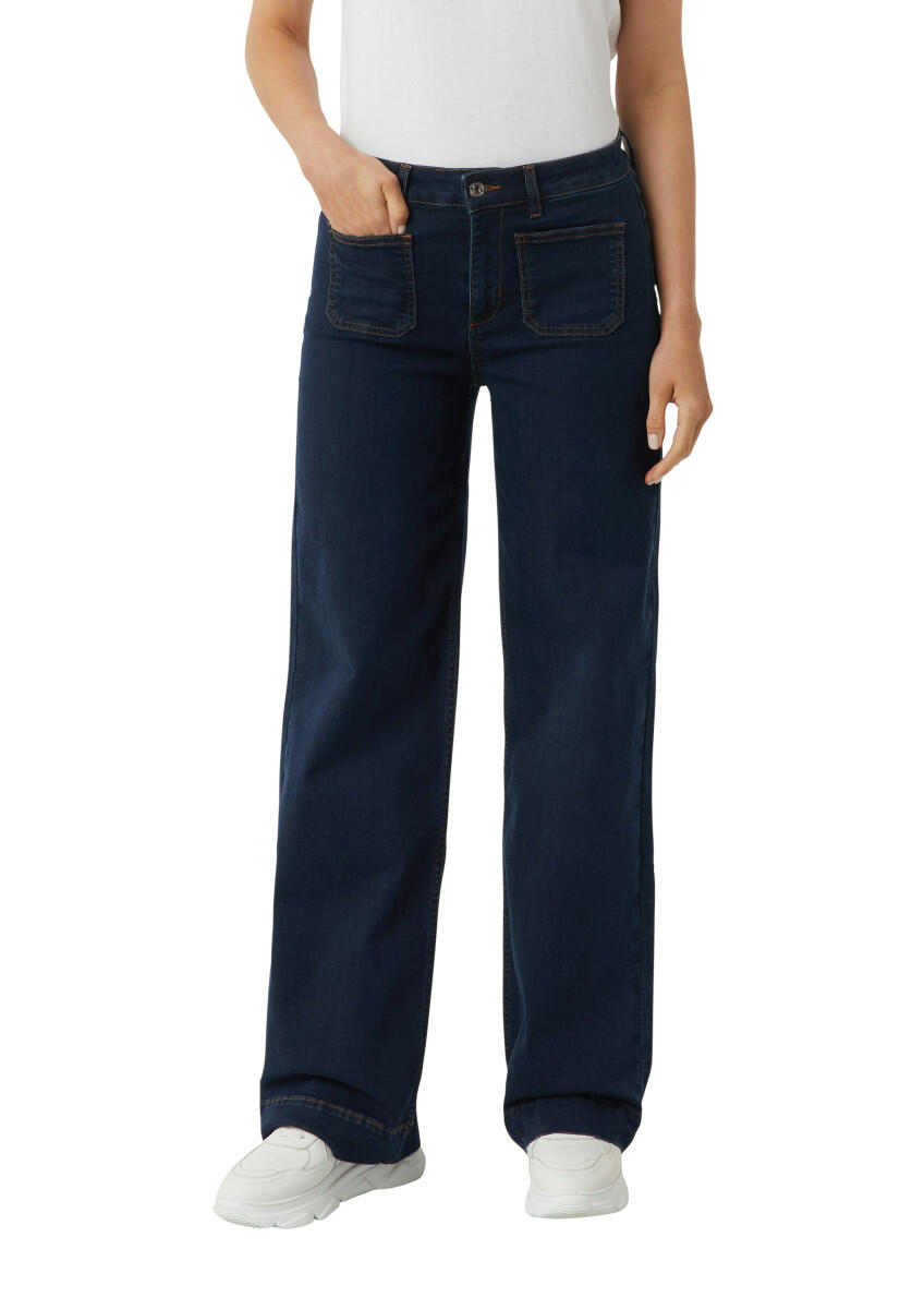 comma - Elastische Wide-Leg-Jeans mit aufgesetzten Taschen blau - Gr. - 34/REG von comma