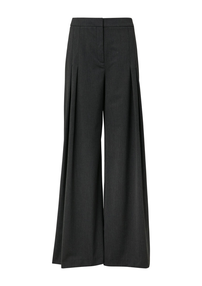 comma - Fließende Wide-Leg-Hose mit Bundfalten grau - Gr. - 44/REG von comma