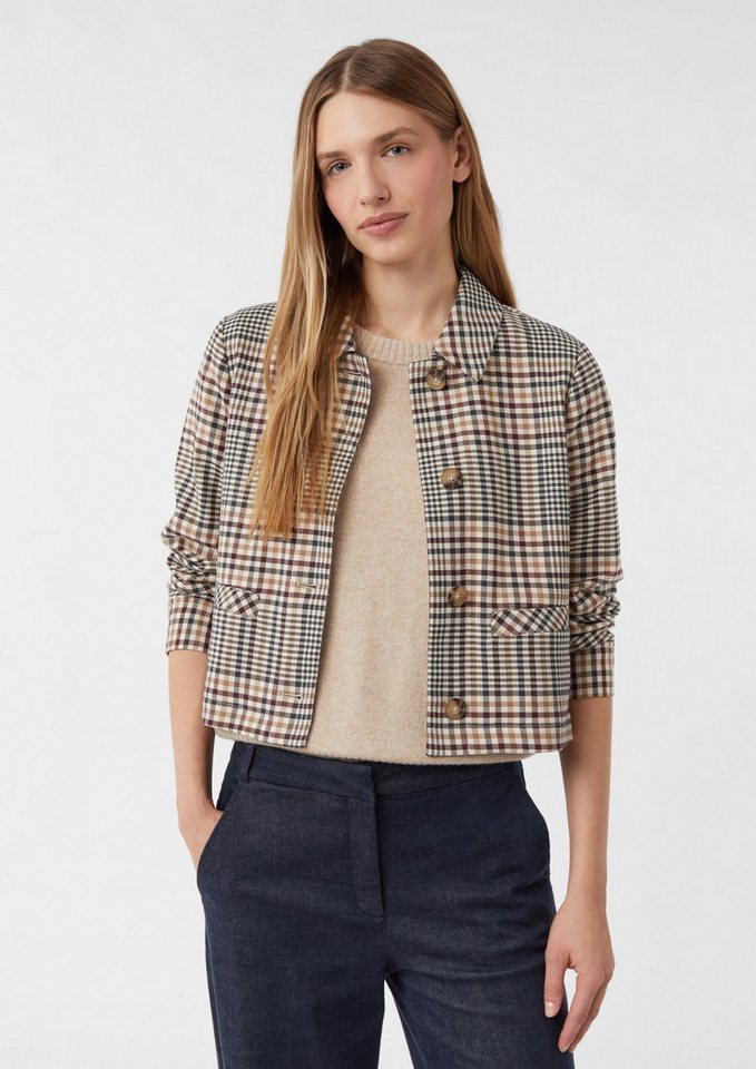 comma Funktionsjacke Indoor-Jacke Kurze Karojacke mit Leistentaschen von comma