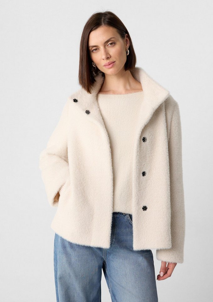 comma Funktionsjacke Outdoor-Jacke Langflorige weiche Jacke im Cape-Stil mit verdeckter Knopfleiste von comma