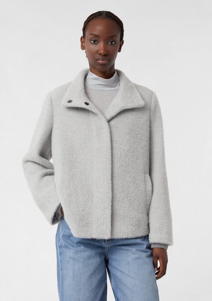 comma Funktionsjacke Outdoor-Jacke Langflorige weiche Jacke im Cape-Stil mit verdeckter Knopfleiste von comma