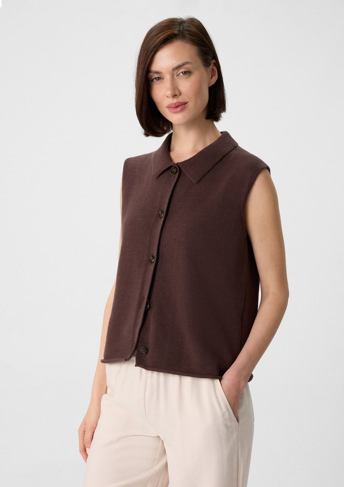 comma Funktionsweste Strickjacke Strickweste aus Baumwollmix mit Umlegekragen von comma
