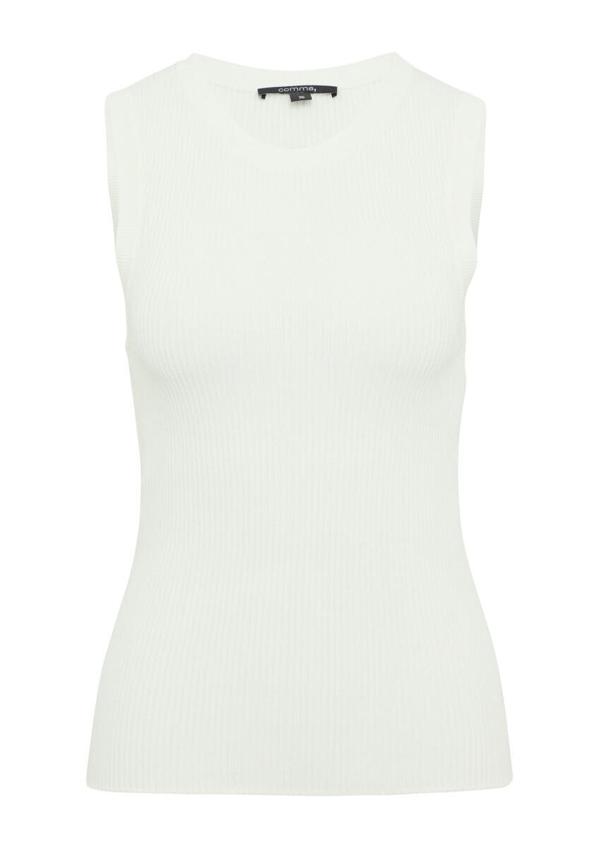 comma - Geripptes Stricktop Slim Fit weiß - Gr. - 42 von comma